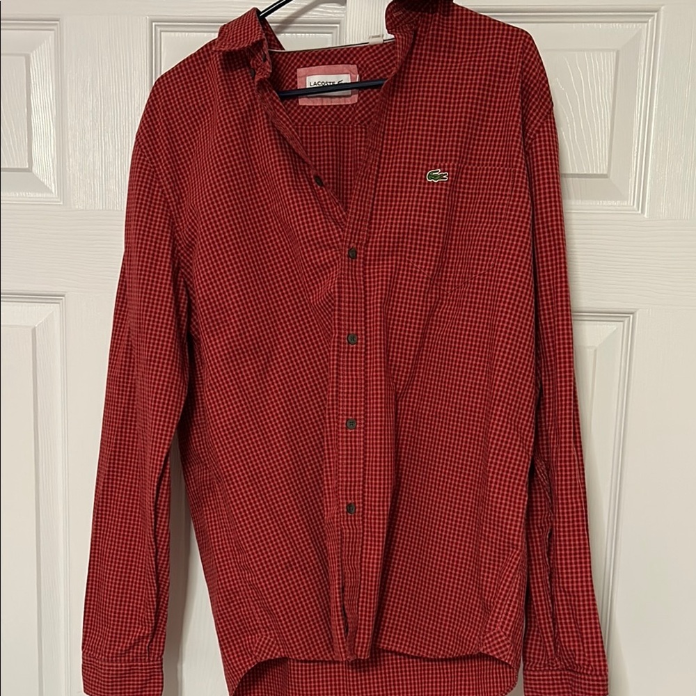 Lacoste Men's Red Checkered Shirt